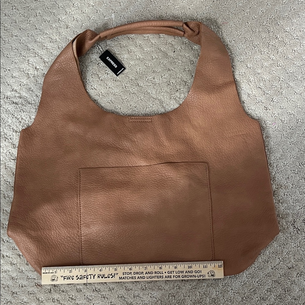 Express Tan Pebbled Leather Shoulder Tote